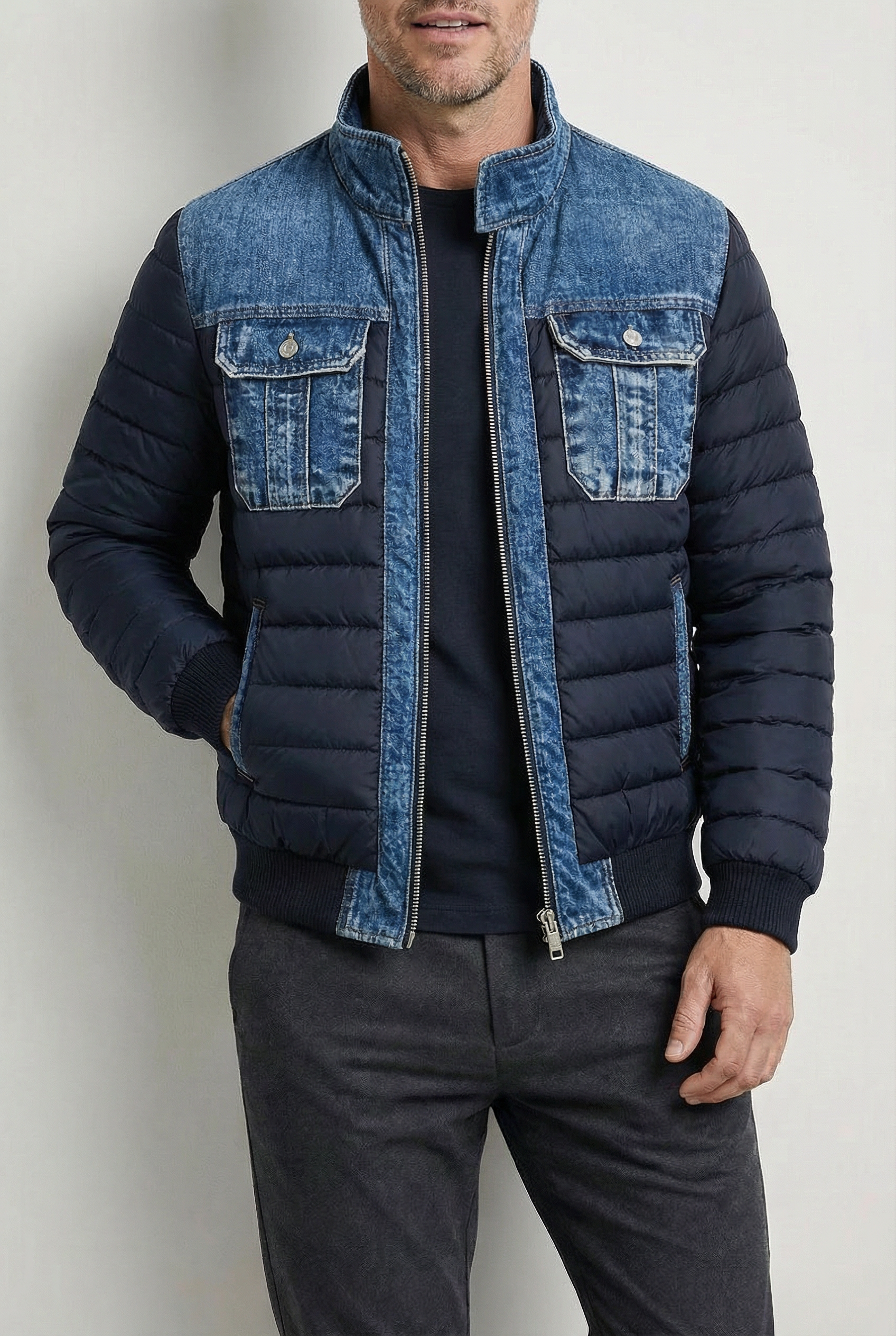 All-Season Hybrid Quilted Denim Jacket